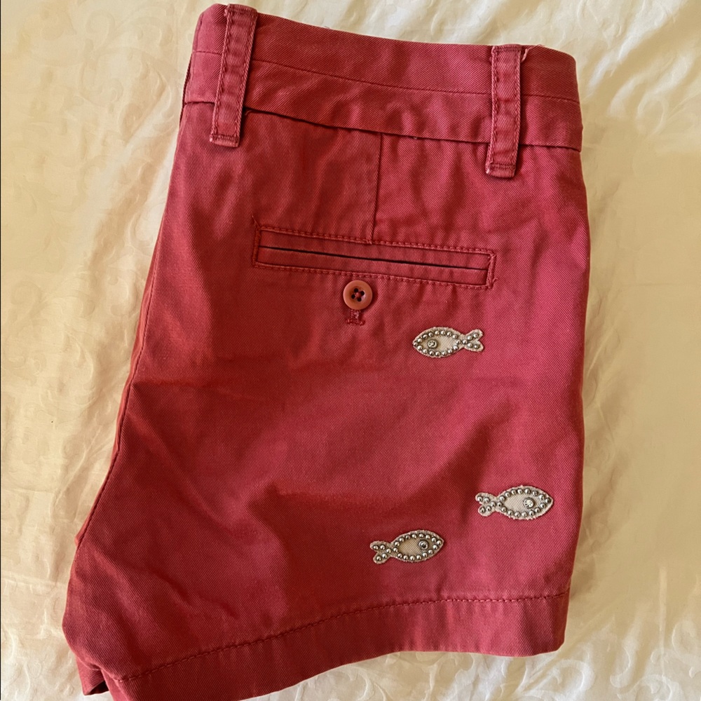 Jcrew orange fish embroidery shorts